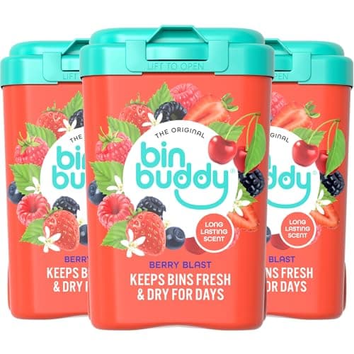 Image of Bin Buddy Berry Blast, Pack of 3 - Leaves Your Bin Fresh and Smelling Great – Suitable for Indoor, Kitchen, Bathroom, Compost, Food Waste and Outdoor Wheelie Bins
