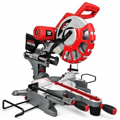 Image of Lumberjack Double Bevel Sliding Mitre Saw, 305mm 2000W Motor 240V, Chop Saws for Woodworking, 45 Degree Bevel 4500RPM Includes 60T Blade