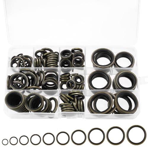 Image of for Dowty Bonded Seals, 180 PcsBonded Seal Oil Washers Kit, Bonded Sealing Sump Plug Washers, Rubber Drain Plug Gaskets, Metal Rubber Sealing Rings, Engine Oil Crush Washerss