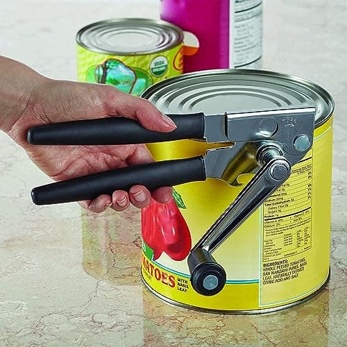 Image of LUFMWCWD Crank Handle Commercial Can Opener - Heavy Duty Manual Can Opener - Ergonomic Cushioned Handle - Stainless Steel Blade - Black