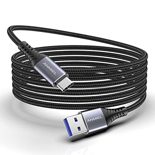 Image of ANMIEL USB C Cable Extra Long 3M, USB-C 3.0 Type-C to USB A Charging Data Cable Nylon Braided for Samsung Galaxy Ultra S20+ S10 S9 Note 10 9 Tab S4 Nintendo Switch -Space gray