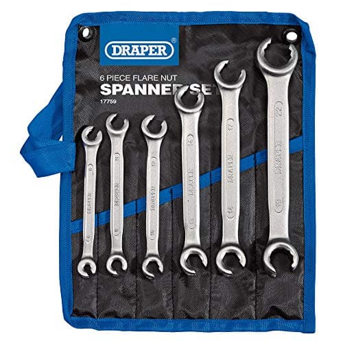 Image of Draper 6 Piece Flare Nut Spanner Set | Combination Spanners Set 6-22mm | Spanner Roll | 17759