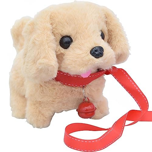 Image of Toy Dogs for Kids, My Realistic Robot Puppy Electronic Walking Dog Toy-Walking, Barking, Wagging Tail Stuffed Musical Pet Interactive Plush Toys for 2-8 Year Old Boys Girls Presents (Light Yellow)