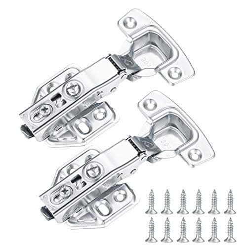 Image of 2 Pcs Kitchen Units Door Hinges, Soft Close Cupboard Wardrobe Doors Hinges, Folding Doors Hinge with Screws, Full Overlay Mute Cabinet Hinges