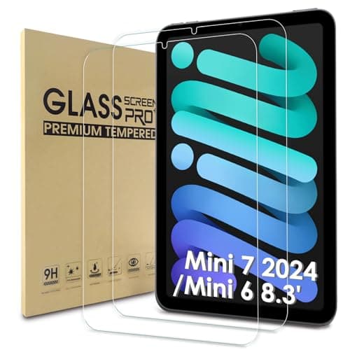 Image of WD&CD 2 Pack Screen Protector for iPad Mini 7 2024/6 8.3'', Tempered Glass Film with Anti Scratch, Anti Bubble, High Definition