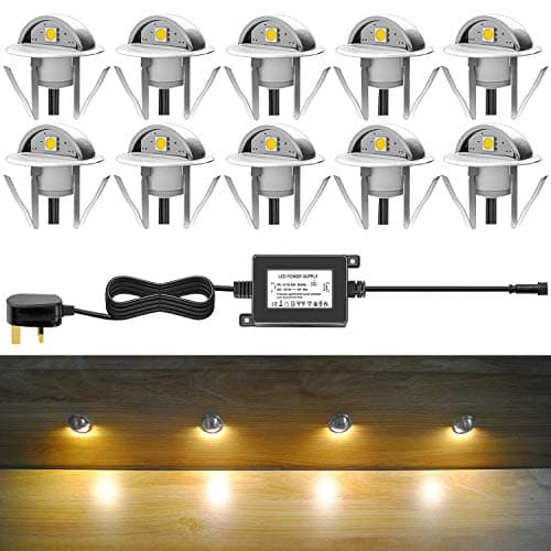 Image of CHNXU Pack of 10 x Led Deck Lights Eyelid Step Lights Recessed Outdoor Waterproof IP65 Low Voltage 12v 35mm Warm White Kit