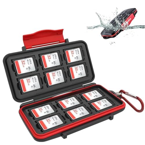 Image of Kiorafoto 12 Slots SD Card Holder Professional Water-Resistant Anti-shock for SD SDHC SDXC Memory Card Case Holder Storage Box Wallet, Small and Portable