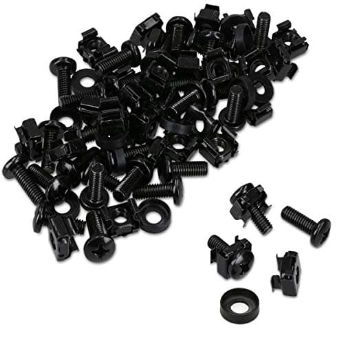 Image of kwmobile 20 Pack M6 Cage Nuts, Bolts and Washers Kit - For Patch Panel Rack Mount Equipment Data Network Cabinets Size 19 Inch and 10 Inch - Black