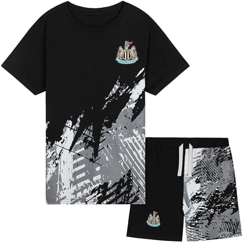 Image of Get Trend Newcastle United F.C. Pyjamas Boys Teens Short Football PJs Breathable Nightwear Loungewear Sleepwear Boys Gifts (9-10 Years, Black Newcastle United)