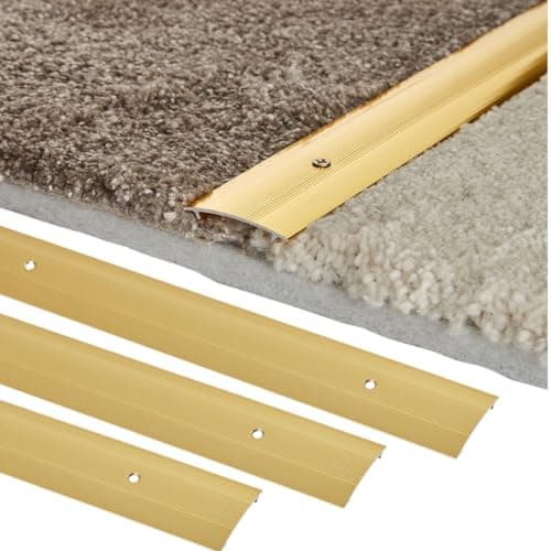 Image of Carpet Flooring Flat Gold Door Bar Threshold Cover Strip 40mm x 0.9m (3 Pack) | Gold Threshold Door Bar Trim Strip | Ideal for Doorways | Easy-Fit Cover Strip