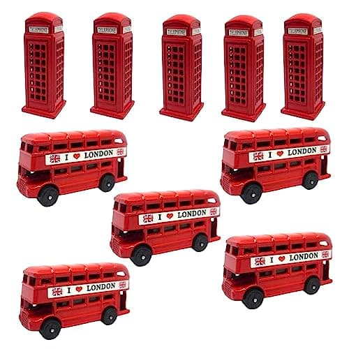 Image of 10 London 3D BUS & TELEPHONE Box Magnet Die-Cast Metal FRIDGE MAGNET - LONDON SOUVENIR 3D Bus & Phone Booth Magnet by Mighty Majesty BRITISH GIFT