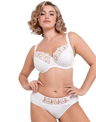 Image of Flirtelle Underwired Balcony Bra Swirl Embroidered Womens Ladies Underwear Lingerie White Cup Size 32G