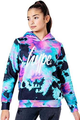Image of hype PINK & TEAL TIE DYE GIRLS PULLOVER HOODIE Size: 5/6Y