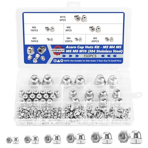 Image of 150 Pcs Acorn Dome Cap Nuts, 304 Stainless Steel Acorn Dome DIN 1587 Thread Hex for Motorcycle Bicycles Furniture Lighting Saddle.Acorn Decorative Hex Cap Nuts - M3/M4/M5/M6/M8/M10