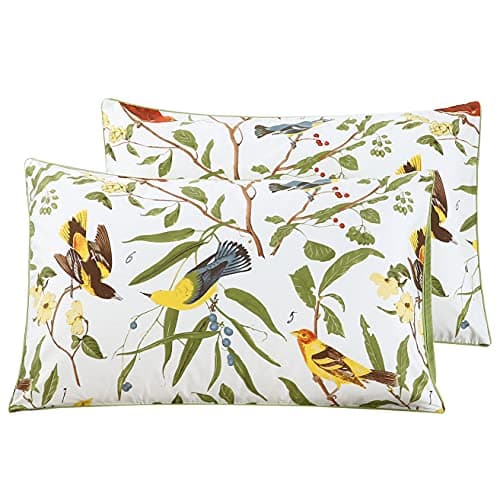 Image of STYHO 100% Egyptian Cotton Floral Printed Pillow Cases 2 Pack Decorative Rectangular Standard Size Pillow Cover for Hair and Skin Fade Resistant and Anti Wrinkle(Green,50 x 75cm)