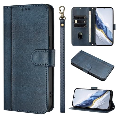 Image of For TCL 40 SE Leather Phone Case,Magnetic Closure Full Protection Book Folio Design,Wallet Case Cover [Card Slots] and [Kickstand] For TCL 40 SE -blue