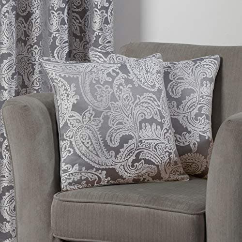 Image of Emma Barclay Duchess - Jacquard Cushion Cover in Silver - 17x17 (43x43cm)