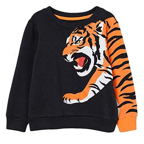 Image of Little Hand Boys Sweatshirt Tigger Cotton Jumpers Crew-neck T-shirt Kids Casual Clothes Toddler Top Pullover Shirts Age 3-4 Years