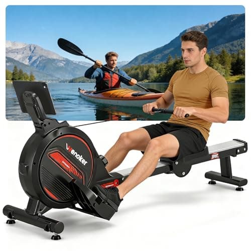 Image of Rowing Machine for Home Gym, Wenoker Magnetic Rower with 16 Levels of Quiet Resistance, 350LB Capacity and App Compatible