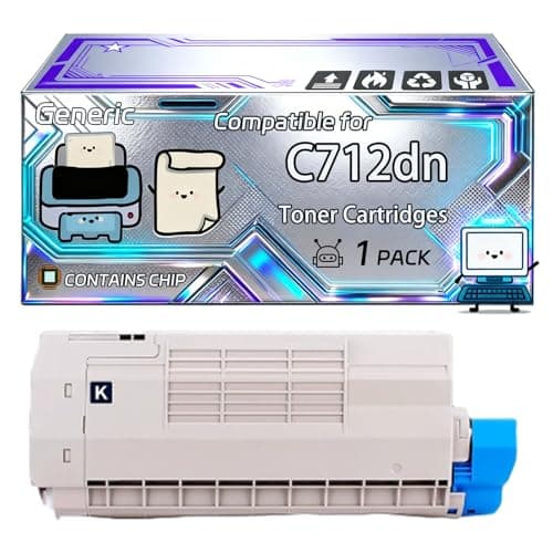 Image of C712dn Toner Cartridges Compatible for Okidata OKI C712DN C712N Printers, With Chip, 10000 Pages, Vibrant Colours (1 Pack Black)