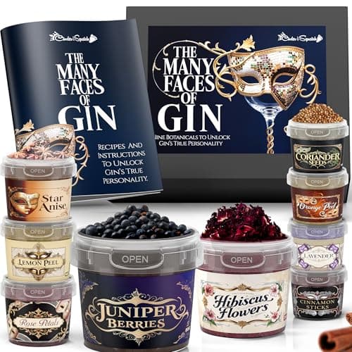 Image of The Many Faces of Gin - Premium Gin Botanicals Kit | 9 Distinct Botanicals and Recipe Book | Ideal Alcohol Lover's Gift Set | Create Your Own Infusions | Perfect for Alcohol Flavouring and Tonic
