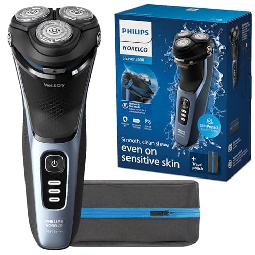 Image of Philips Norelco Shaver 3600, Rechargeable Wet & Dry Electric Shaver with Pop-Up Trimmer and Storage Pouch, S3243/91