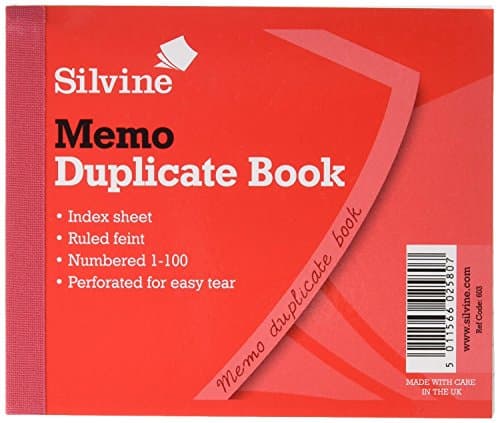 Image of Silvine 4x5" Duplicate Memo Book - Numbered 1-100 with Index Sheet [Pack of 12]