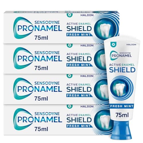 Image of Sensodyne Pronamel Toothpaste Active Enamel Shield, Fluoride Toothpaste for Cavity Protection, Fresh Mint, Toothpaste Multipack, 4 x 75ml