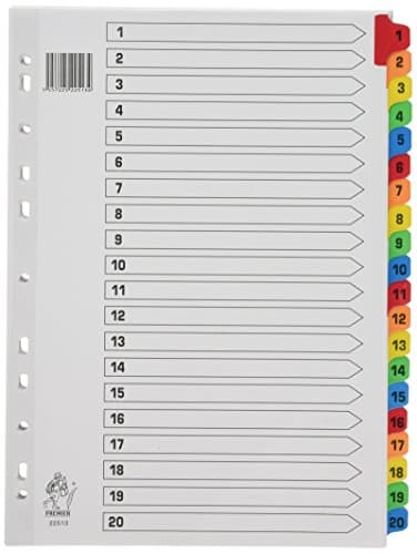 Image of Rexel Mylar A4 1-20 Index White Colour Tab