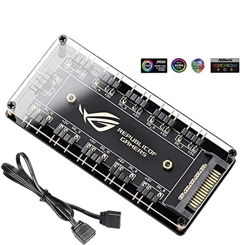 Image of For ASUS AURA SYNC RGB ARGB 10 Hub Splitter,SATA Power Extension Cable Adapter ARGB RGBW Cable 5V 3 pin LED Strip Light PC RGB Fan Cooler