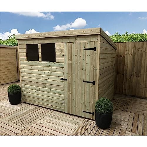 Image of 9 x 6 Garden Shed Pressure Treated T&G PENT Wooden Garden Shed - 2 Windows + Single Door (9' x 6' / 9ft x 6ft) (9x6)
