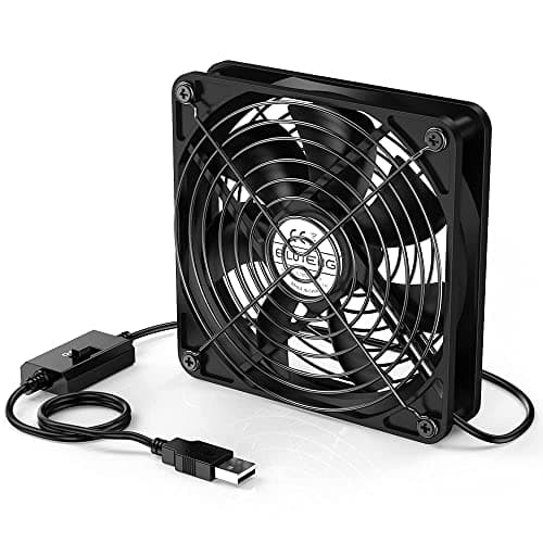 Image of ELUTENG 120mm USB PC Fan 5V with L/M/H 3 Adjustable Speed Portable USB Computer Fan Electronic Cooling Fan 1500 RPM with Metal Grill for Laptop/TV Box/AV Cabinet/PS4/PS5/Router
