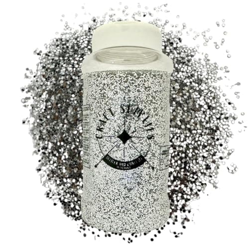 Image of Palmsafe Large 500g Shaker Jar of Silver Glitter-Colourful Glitter for Resin or Crafts, Chunky Glitter, Nail Art, MAT1123