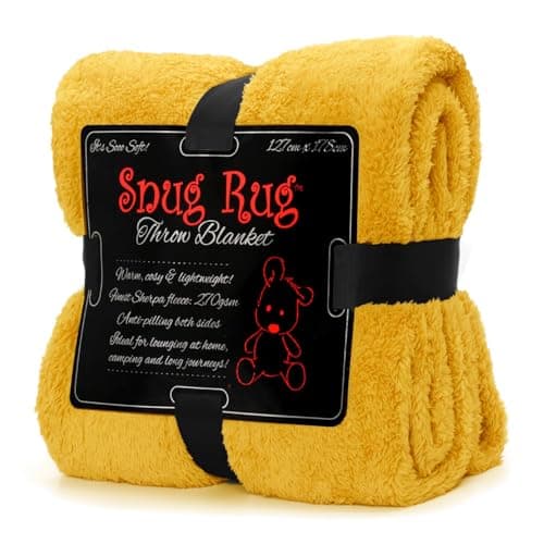 Image of Snug Rug Mustard Yellow Blanket Sherpa Fleece Fluffy Luxury For Sofa Blankets Warm Winter Soft Throws 127 x 178cm (50"x 70")