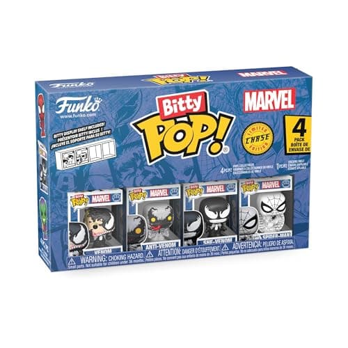 Image of Funko Bitty POP! 4 Pack: Marvel - Spider-Man - Venom, Anti-Venom, She-Venom, Mystery Mini Figure - 1 in 6 chance of receiving the rare Chase variant - Styles may vary - 0.9 inch (2.2 cm) Collectable