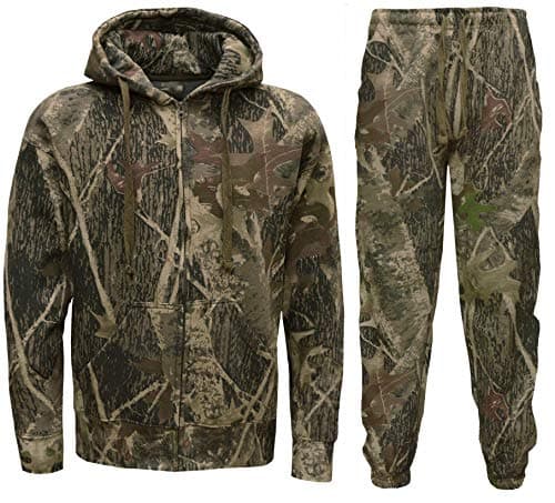 Image of Mens Jungle Camouflage Fishing Hunting Zip Hoodie Jacket Tracksuit Plus Sizes (M, Camo Tracksuit)