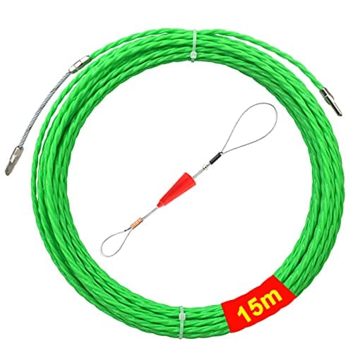 Image of Akuoly Fish Tape 15m Polyester Cable Pulling Wires for Cable Laying, Diameter 4.5 mm