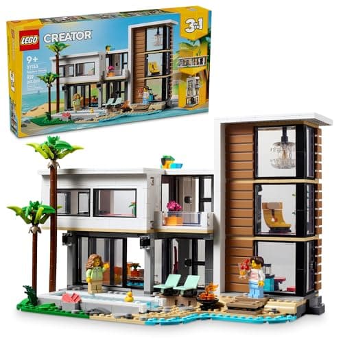 Image of LEGO Creator 3 in 1 Modern House Toy to 3-Story City Building to Forest Cabin, Model House Playset for Kids, Art Building Sets, Gift Idea for Boys and Girls Ages 9 and Up, 31153