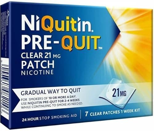 Image of NiQuitin - Pre-Quit Patch - 21 mg - 7 Clear Nicotine Patches 1 Week Kit - Stop Smoking Aid - Invisible Nicotine Patches - Gradually Quit Smoking or Vaping