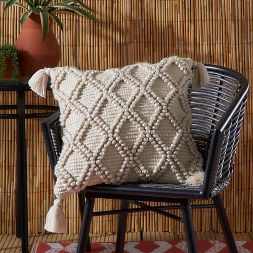 Image of Drift Home - Alda Outdoor Cushion (43 x 43cm) - Natural Diamond Weave Cushion for Outdoor