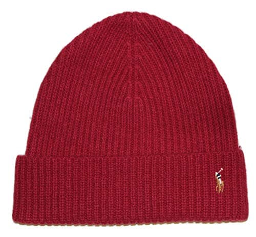 Image of Polo Ralph Lauren Mens Pony Logo Skull Cap Beanie Hat (One Size, Red)