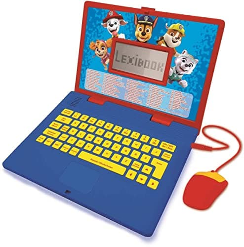 Image of LEXIBOOK, Paw Patrol, Educational and Bilingual Laptop French/English, Toy for Child Kid (Boys & Girls), 124 Activities, Learn Play Games and Music, Red/Blue, JC598PAi1