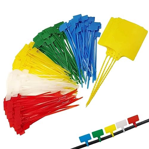 Image of TidyTie Cable Marker Tie Tags, 204Pcs Self-Locking Zip Tags Write on Label, Nylon Wire Label Multicolor Network Marking for Home Office-5 Colors/6Inch