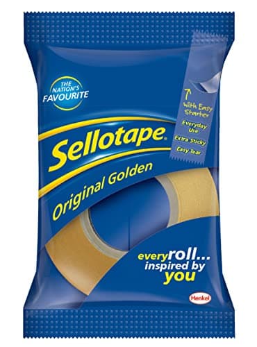 Image of Sellotape Original Golden, Multi-Purpose Clear Tape for Household Objects, Clear Packing Tape for Sticking Envelopes or Cards, Easy to Use Packaging Tape, 24mm x 33m, Pack of 6
