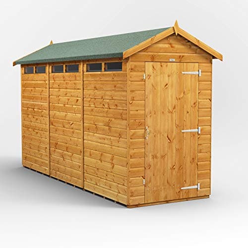 Image of POWER Sheds wooden shed. 12x4 apex wooden garden shed. Security shed 12 x 4.