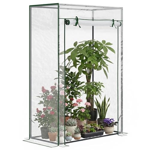 Image of Outsunny Tomato Greenhouse with Roll-up Door, Mini Greenhouse with PVC Cover, Outdoor Grow House Small Green House for Yard, Balcony, Garden, 100 x 50 x 150cm, Transparent
