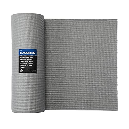 Image of CASOMAN Professional Tool Box and Drawer Liner, Grey, Easy Cut Non-Slip Foam Rubber Toolbox Drawer Liner Mat - Adjustable Thick Cabinet Liners, 18inch (Wide) X 24feet (Long)