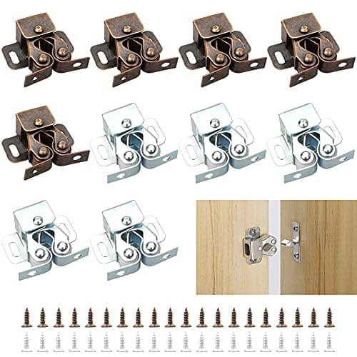 Image of YEYIT 10 Pcs Double Roller Catch,Twin Roller Closet Catch, Cupboard Cabinet Wardrobe Door Latch with 40 Screws (Zinc Plated)