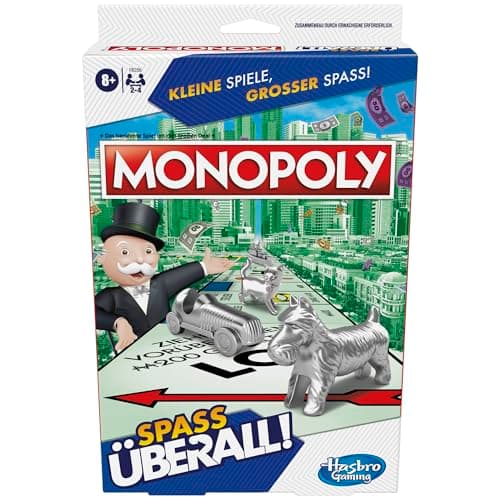Image of Monopoly Compact Board Game, Classic Family Game in Travel Version for Travel, 2 to 6 Players, Strategy Game Suitable from 8 Years, Travel Game for the Family