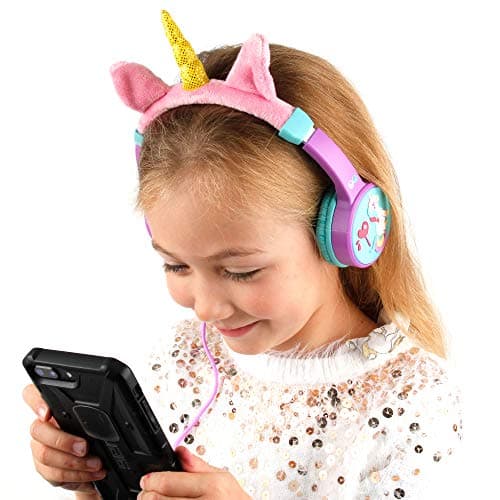 Image of DURAGADGET Volume Limiting Magical Unicorn Kids' Headphones with Audio Sharing Port - Compatible with MAJORITY CB1A-DAB-BLK Petersfield & Petersfield-Go & Majority Parkside II (PRK-DAB-BLK-2)